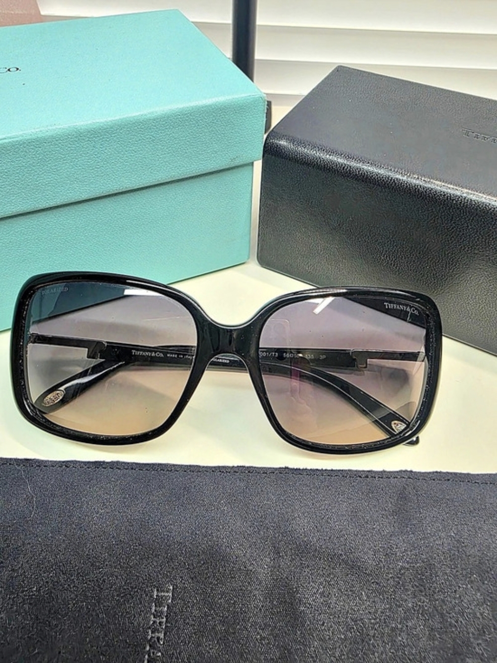 Tiffany & Co. Black Slightly Oversized Sunglasses TF 4043 B Polarized